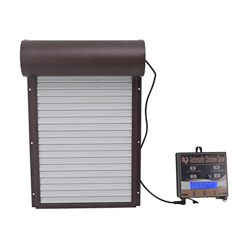 Yechiry Automatisch Solarbetriebene Hühner -Stalltür, Metall -Eisen Autotür mit Leichter Erfassung, Timer und Fernbedienung, LED Display, Passt Entengänse an (Brown) von Yechiry