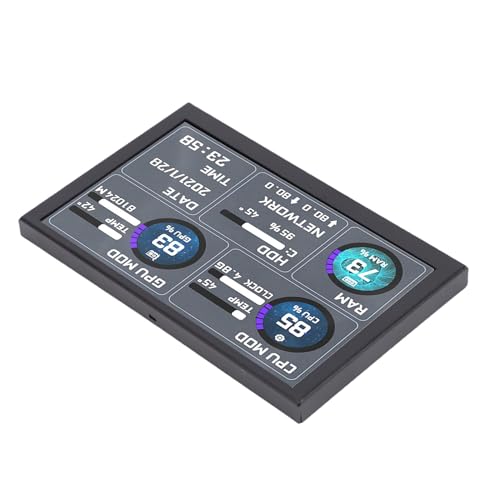 Yechiry Computertemperaturanzeige, PC -Sensor -Panel Anzeige, Computertemperaturmonitor mit 5 Zoll Dynamischem Thema, Unterstütztes USB Typ C, Argb PC Fallsensor Panel, Sekundärbildschirm von Yechiry