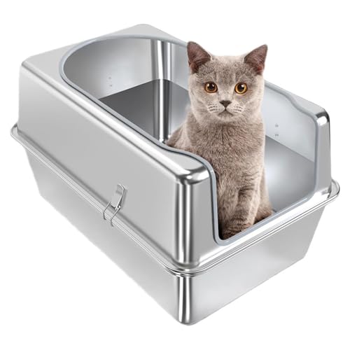 Yechiry Edelstahlkatze Katzentoilette, Extra Große, Halb Geschlossene Kätzchen -Wurfpfanne Spritzproof Leckdosentoilette mit Abdeckung und Schaufel für Katzen Aller Größen Yechiry Edelstahlkatze Katzentoilette, Extra Große, Halb Geschlossene Kätzchen -Wurfpfanne Spritzproof Leckdosentoilette mit Abdeckung und Schaufel für Katzen Aller Größen von Yechiry