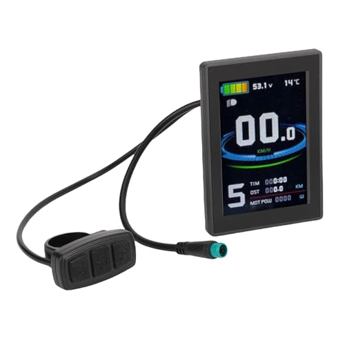 Yechiry Elektrofahrrad -LCD -Display, 5 Pin Farbenfrohe Bedienfeld Computergeschwindigkeits Controller Kit mit Wasserdichtem Stecker, Elektro Roller LCD Display für Mountainbike von Yechiry