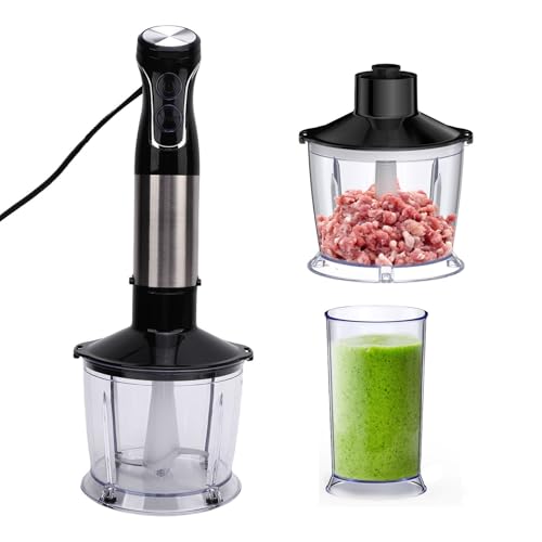 Yechiry Elektrostabmixer, 5 in 1 Handmixer Set Umfassen Rauschmilch -Frother 600 Ml Kupferschüssel 800 Ml Smoothie Tasse Elektrischer Hackermixer für (220-240V EU-Stecker 1500W) von Yechiry