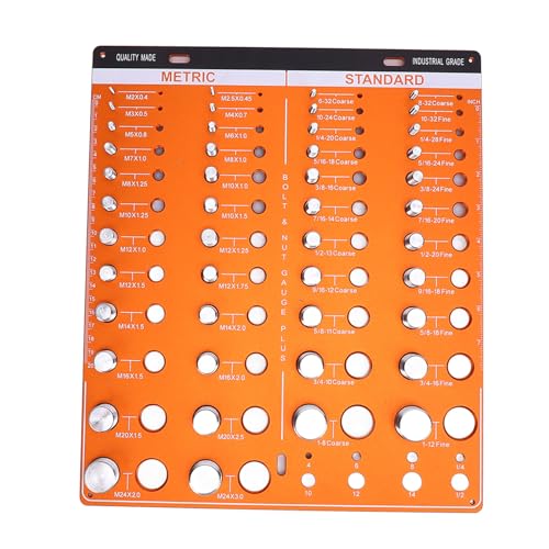 Yechiry Gewindeprüfer für Schrauben und Muttern, 24 Metrische und 22 Standard-Bohrergrößen Aluminiumlegierung Muttern- und Schraubenkopf-Messgerät für Allgemeine Wartungsarbeiten Yechiry Gewindeprüfer für Schrauben und Muttern, 24 Metrische und 22 Standard-Bohrergrößen Aluminiumlegierung Muttern- und Schraubenkopf-Messgerät für Allgemeine Wartungsarbeiten von Yechiry