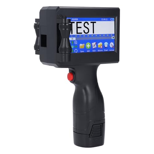 Yechiry Handheld-Tintenstrahldrucker, BT, Mehrsprachiger Tintenstrahldrucker für Etiketten, QR-Code, Barcode, Datum, Tragbares Tintenstrahl-Kodiergerät mit 4,3-Zoll-Touchscreen für von Yechiry