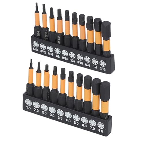 Yechiry Impact Hex Head Allen Wrach Bohrer Bit 20pcs, S 2 Stahl -Hex -Kopfbohrer Bit, 1/4 Shank Allen, CNC Bearbeitete Tipps mit Magnetismus, mit Aufbewahrungsbox von Yechiry