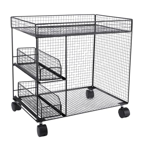 Yechiry Mobiler Speicherregal, Breites Öffnungsküchen -Lagerwagen Rolling Utiling Cart mit 360 ° Rotierenden Rädern und Körbe Körbe -Küchenorganisator für Schalen, Gerichte, Utensilien (Black) von Yechiry