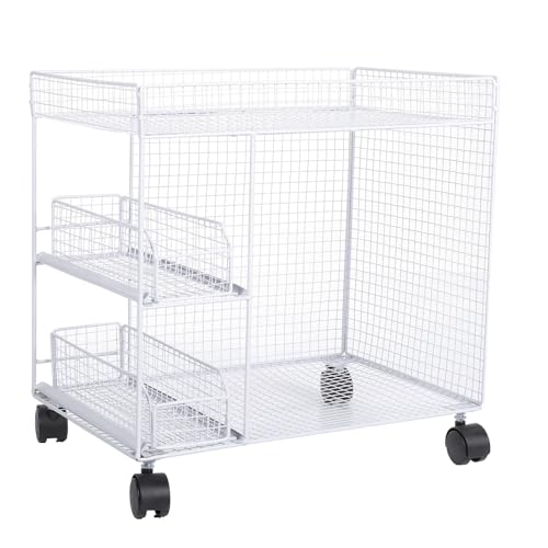 Yechiry Mobiler Speicherregal, Breites Öffnungsküchen -Lagerwagen Rolling Utiling Cart mit 360 ° Rotierenden Rädern und Körbe Körbe -Küchenorganisator für Schalen, Gerichte, Utensilien (White) von Yechiry