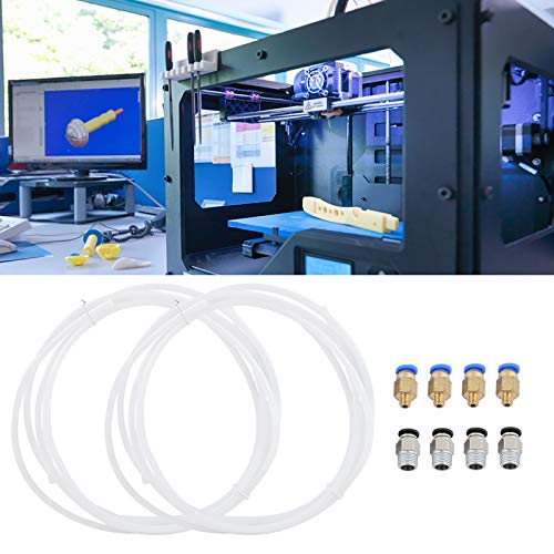 Yechiry PTFE TEFLON TUBE KIT, ID 2 Mm OD 4mm Bowden-Röhrchen für 1,75 Mm Filament, Enthält 4 PC4-M6 & 4 PC4-M10 Pneumatic Armaturen, Passt Direktantrieb Extruder 3D-Drucker an von Yechiry