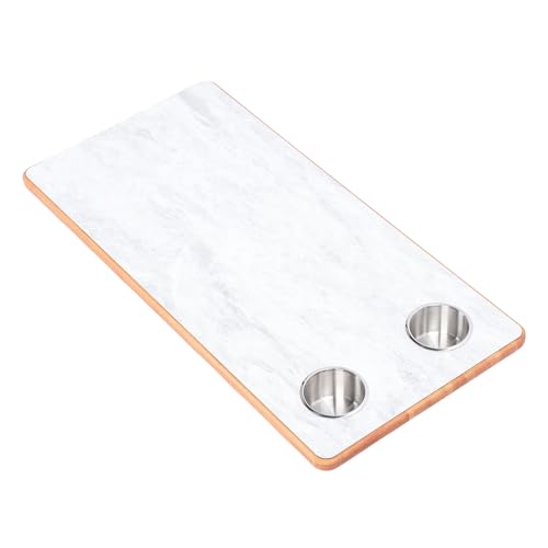 Yechiry Rechteckiger Pontontisch, 30.91x15.16in RV -Tisch Tisch mit Festem Holzboot Desktop -Panel mit 2 Edelstahlbecher -Hörern Marine -Tischplatte für Wohnmobile Yachten Büro -Ess von Yechiry