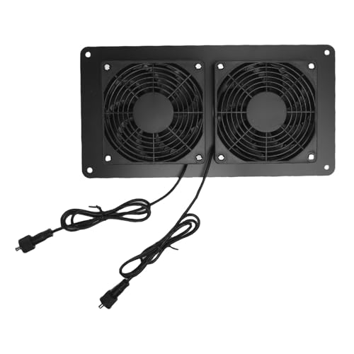 Yechiry Solar -Doppel -Auspufflüfter, 2200R/min Solarantrieb Ventilation Lüfter, 43,4 CFM Luftstrom Solar Abgasansaugventilator mit Schutznetz für Hühnerkoops, Haustierhäuser, Schuppen von Yechiry