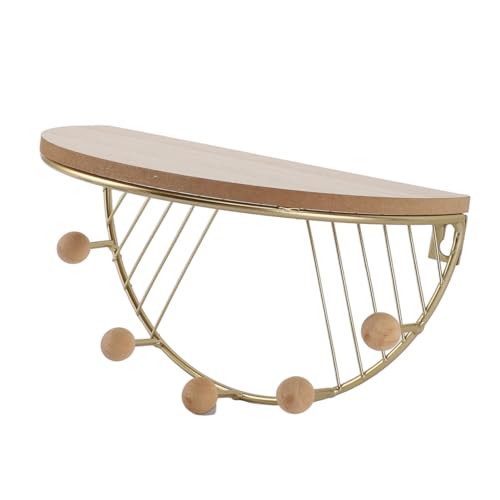 Yechiry Wandmontierte Display -Regal Organizer, Wandregale Aufbewahrungsorganisator, Fächerförmige Eisenkunstdesign mit Haken für Wohnzimmer Schlafzimmer Arbeitszimmer (Gold) von Yechiry