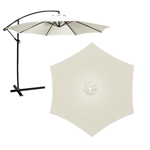YedZen 3m Sonnenschirm Ersatzbezug 6 Streben, 300cm Cremefarben Überdachung Ersatzabdeckung mit 6 Rippen, UV-Schutz Wasserdicht Schirmbezug für Outdoor-Regenschirm Sonnenschutz von YedZen