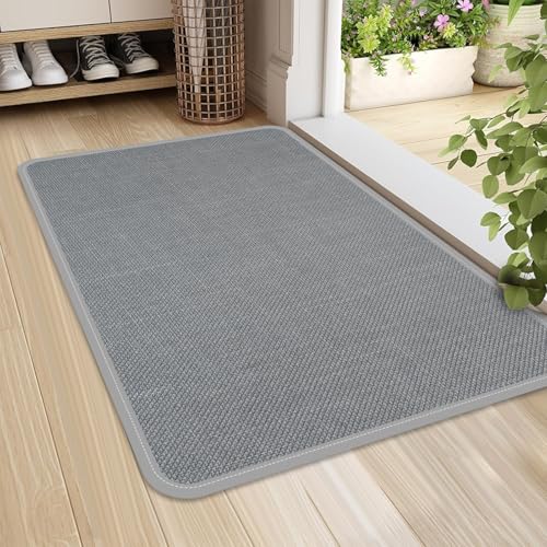 YedZen Fußmatte Innen, 60x90cm rutschfest Waschbar Schmutzfangmatte Innen Fussmatte, Grau Superdünne Eingangstürmatte, Innenbereich Absorbierend Türmatte, Eingangsteppich für Haustür, Eingang von YedZen