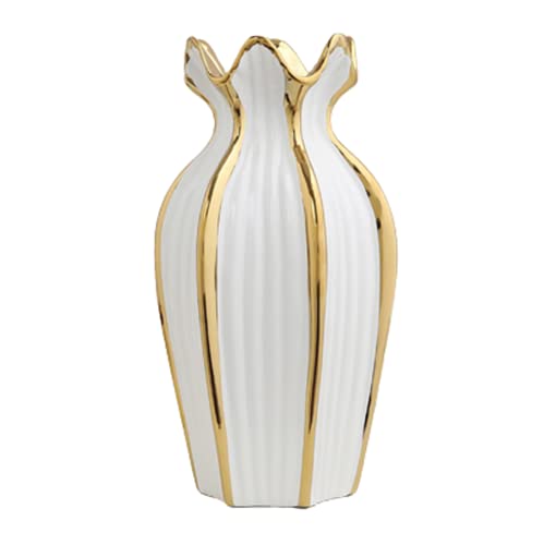 Goldene Keramikvase Halloween Moderne Blumenvase Erntedank Tisch Centerpieces Dekorationen für Hochzeit Küche, Büro oder Wohnzimmer,Weiß von Yedaoiu