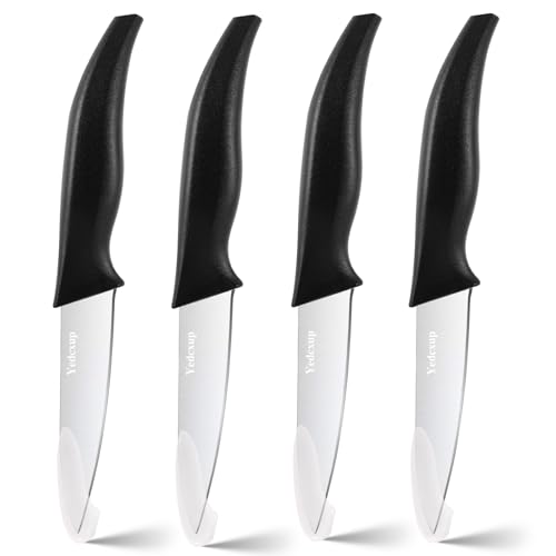 Gemüsemesser Obstmesser Set 4 Stück Schälmesser Klingenlänge 10CM Küchenmesser mit Scharfer und Präziser Rostfreier Edelstahl Klinge Messer zum Schneiden von Obst und Gemüse (Schwarz) von Yedcxup