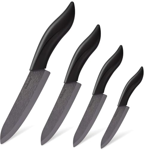 Keramikmesser, 4PCS Keramikmesser Set Liegt gut in der Hand, Sehr scharf, Die Klingen schneiden mühelos durch Gemüse, Obst oder Fleisch von Yedcxup