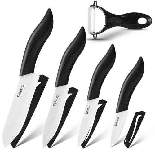 Keramikmesser - 5PCS Keramikmesser Set Liegt Gut in Der Hand und Scharf Keramik Messer, Die Messer Sind Jedoch Scharf Genug zum Schneiden so gut wie aller Obst- und Gemüsesorten. von Yedcxup