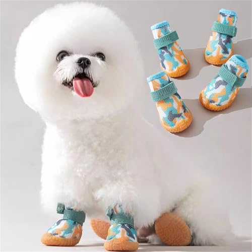 Yeduzyn 4 wasserdichte Hundeschuhe für Schnee und Regen, Teddy, Zwergspitz, Bichon, mittlere und kleine Hunde (Größe 5) von Yeduzyn