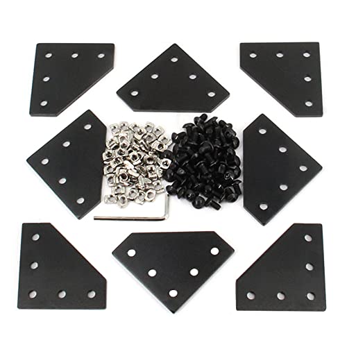 Yeebyee 2020 Eckhalterplatte L Form 5 Loch 90 Grad außen verbindende Platte mit M5 Schrauben und T-Muttern für 20x20mm Serie Aluminium Extrusion Profil (Schwarz-2020 L-Form) von Yeebyee