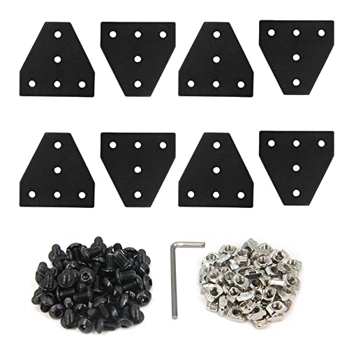 Yeebyee 2020 Eckhalterplatte T Form 5 Loch 90 Grad außen verbindende Platte mit M5 Schrauben und T-Muttern für 20x20mm Serie Aluminium Extrusion Profil (Schwarz-2020 T-Form) von Yeebyee