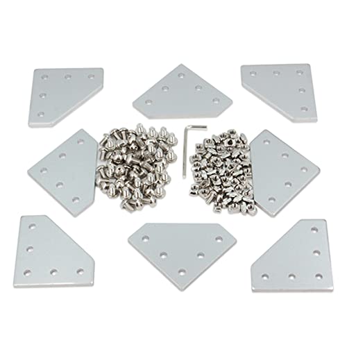 Yeebyee 2020 Eckhalterungsplatte L Form 5 Loch 90 Grad Außenverbindungsplatte mit M5 Schrauben und T-Muttern für 20x20mm Serie Aluminium Extrusion Profil (Silber-2020 L Form) von Yeebyee