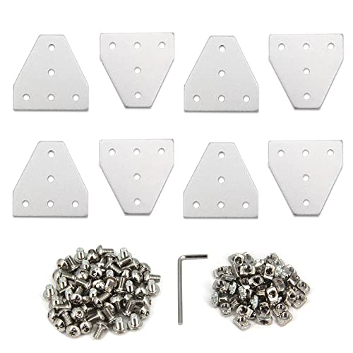 Yeebyee 2020 Eckhalterungsplatte T Form 5 Loch 90 Grad Außenverbindungsplatte mit M5 Schrauben und T-Muttern für 20x20mm Serie Aluminium Extrusion Profil (Silber-2020 T Form) von Yeebyee