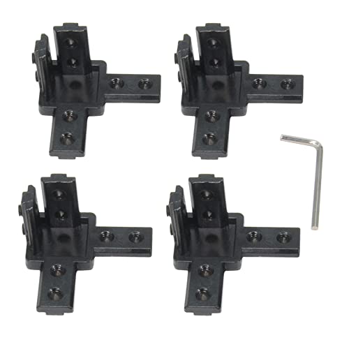 Yeebyee 3-Wege-Ende-Eck-Klammern-Verbindungsstück-Satz mit M6-Schrauben für 8mm Slot 3030 Series Aluminium-Verdrängungsprofil, 4 Stück/Packung (Schwarz-3030Serie) von Yeebyee
