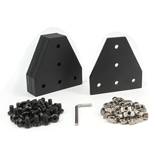 Yeebyee 3030 Eckhalterplatte T Form 5 Loch 90 Grad außen verbindende Platte mit M6 Schrauben und T-Muttern für 30x30mm Serie Aluminium Extrusion Profil (Schwarz-3030 T-Form) von Yeebyee