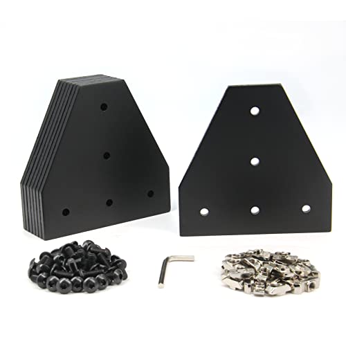Yeebyee 4040 Eckhalterplatte T Form 5 Loch 90 Grad außen verbindende Platte mit M6 Schrauben und T-Muttern für 40x40mm Serie Aluminium Extrusion Profil (Schwarz-4040 T-Form) von Yeebyee