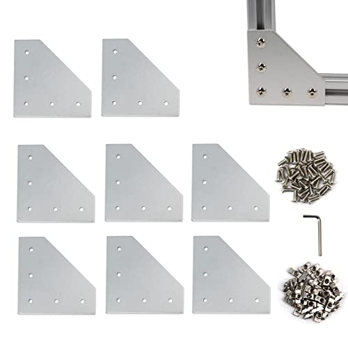 Yeebyee 4040 Eckhalterungsplatte L Form 5 Loch 90 Grad Außenverbindungsplatte mit M6 Schrauben und T-Muttern für 40x40mm Serie Aluminium Extrusion Profil (Silber-4040 L Form) von Yeebyee