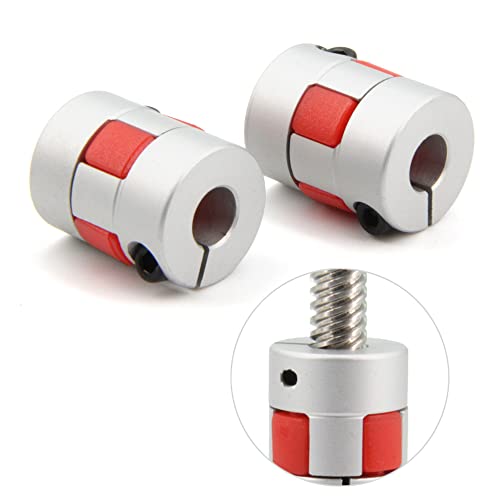 Yeebyee 8mm bis 8mm Bohrung Aluminium Pflaume Flexible Wellenkupplung Servo SchrittmotorKlaue D20xL25 Stecker Flexible Wellenkupplungen für 3D Drucker/CNC Maschine, 2 Stück/Packung von Yeebyee