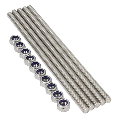 Yeebyee M10x250mm 304 Edelstahl Vollgewindestange, Rechtsgewinde 1.5mm Steigung mit 10 Stück Sicherungsmuttern, 5 Stück/Packung Yeebyee M10x250mm 304 Edelstahl Vollgewindestange, Rechtsgewinde 1.5mm Steigung mit 10 Stück Sicherungsmuttern, 5 Stück/Packung von Yeebyee