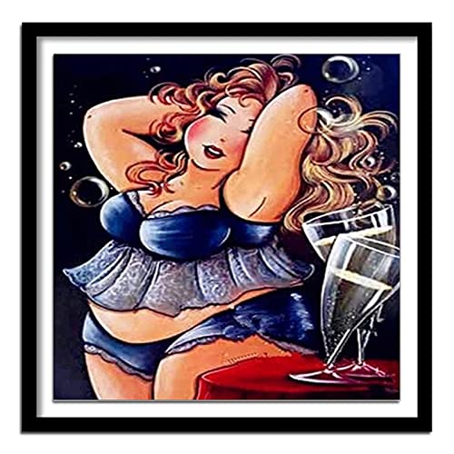 5D Diamond Painting Set,Sexy fette Frau Diamant Painting Bilder Kit DIY Malen nach Zahlen Erwachsene Stickerei Kreuzstich Voll KristallDiamant Kunst Handwerk für Home Wand-Decor Round drill,30x30cm von Yeecer