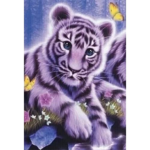 5D Diamond Painting Set Lila Tiger-Tier,Diamant Painting Bilder Kit DIY Malen nach Zahlen Erwachsene Stickerei Kreuzstich Voll Strass Kristall Diamant Kunst Handwerk für Home Wand-Decor 40x60cm von Yeecer