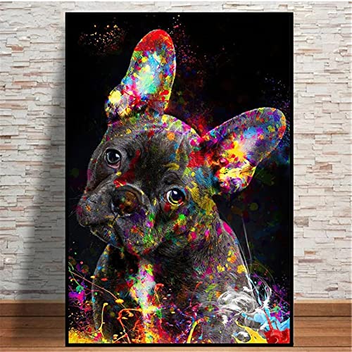 DIY Diamond Painting,Graffiti-Französische Bulldogge 5D Adult Kinder Diamant Painting Bilder Kits,Full Strass Stickerei Kreuzstich Diamant Malerei Leinwand Mosaik Home Wall Decor Round Drill,30x50cm von Yeecer