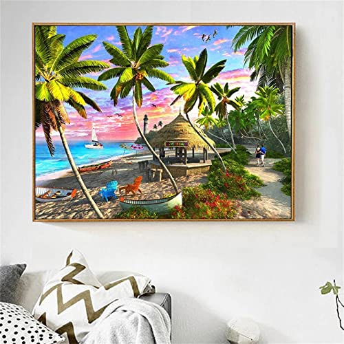 DIY Diamond Painting,Strandlandschaft am Meer 5D Adult Kinder Diamant Painting Bilder Kits,Full Drill Strass Stickerei Kreuzstich Diamant Malerei Leinwand Mosaik Home Wall Decor Round Drill,50x70cm DIY Diamond Painting,Strandlandschaft am Meer 5D Adult Kinder Diamant Painting Bilder Kits,Full Drill Strass Stickerei Kreuzstich Diamant Malerei Leinwand Mosaik Home Wall Decor Round Drill,50x70cm von Yeecer
