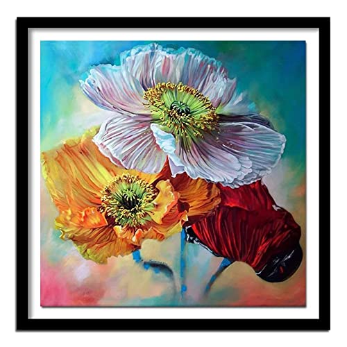 DIY Diamond Painting Farbe Mohnblume 5D Adult Kinder Diamant Painting Bilder Kits,Full Drill Strass Stickerei Kreuzstich Diamant Malerei Mosaik Kunsthandwerk für Home Wall Decor Square drill,50x50cm von Yeecer