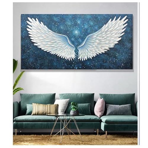 DIY Großes Diamond Painting,Diamant Painting Bilder Kits für Adult Kinder,5D Full Drill Strass Stickerei Kreuzstich Diamant Malerei Crafts für Home Wall Decor weiße Flügel Square Drill,60x120cm von Yeecer