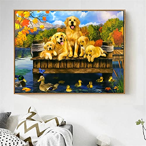 Yeecer 5D Diamond Painting Set,Hund Tier Ente Diamant Painting Bilder Kit DIY Erwachsene Stickerei Kreuzstich Voll Strass Kristall Diamant Kunst Handwerk für Home Wand-Decor Round Drill,80x100cm von Yeecer