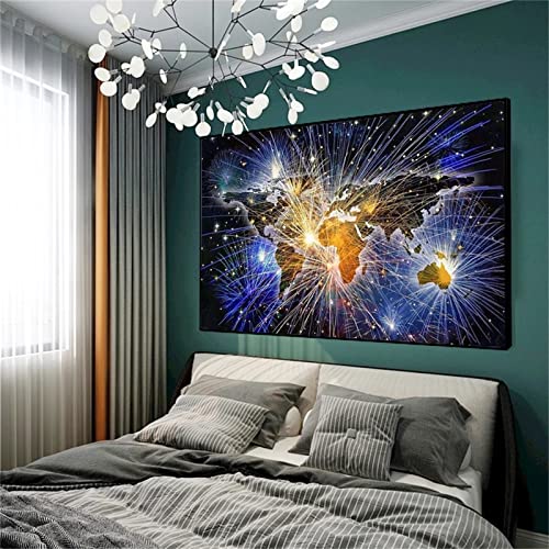 Yeecer DIY Diamond Painting,Feuerwerk Weltkarte 5D Adult Kinder Diamant Painting Bilder Kits,Full Drill Strass Stickerei Kreuzstich Diamant Malerei Leinwand Mosaik Home Wall Decor Round Drill,50x70cm von Yeecer