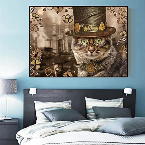 Yeecer DIY Diamond Painting,Steampunk-Katze 5D Adult Kinder Diamant Painting Bilder Kits,Full Drill Strass Stickerei Kreuzstich Diamant Malerei Leinwand Mosaik Home Wall Decor Square Drill,40x60cm Yeecer DIY Diamond Painting,Steampunk-Katze 5D Adult Kinder Diamant Painting Bilder Kits,Full Drill Strass Stickerei Kreuzstich Diamant Malerei Leinwand Mosaik Home Wall Decor Square Drill,40x60cm von Yeecer