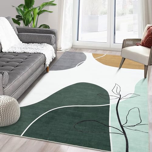 Yeeffia Großer Wohnzimmer Teppich, 160 x 230 cm Moderner Waschbarer Teppich für den Innenbereich Zeitgenössischer Botanischer Teppich Minimalistischer Teppich für Schlafzimmer, Kinderzimmer, Grün Yeeffia Großer Wohnzimmer Teppich, 160 x 230 cm Moderner Waschbarer Teppich für den Innenbereich Zeitgenössischer Botanischer Teppich Minimalistischer Teppich für Schlafzimmer, Kinderzimmer, Grün von Yeeffia