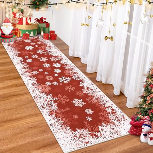 Yeeffia Romantischer Weihnachtsteppich mit Farbverlauf-Schneeflocke in Rot rutschfest für Wohnzimmer Esszimmer Schlafzimmer Küche Flur Büro Modernes Zuhause Dekorativer, 60 x 180 cm Yeeffia Romantischer Weihnachtsteppich mit Farbverlauf-Schneeflocke in Rot rutschfest für Wohnzimmer Esszimmer Schlafzimmer Küche Flur Büro Modernes Zuhause Dekorativer, 60 x 180 cm von Yeeffia