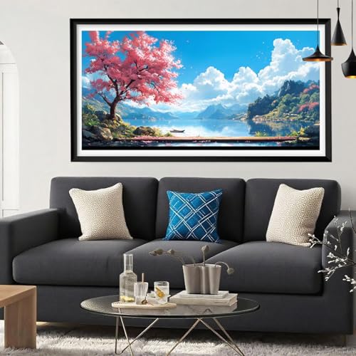 5D Diamond Painting Baum, Wolke Diamond Painting Erwachsene Bastelset, DIY Vollbohrer Diamant Malerei Basteln Erwachsene Anfänger Kreativ Set für Zimmer Deko Schlafzimmer Geschenke 100x200cm Y6-137 von Yeefion