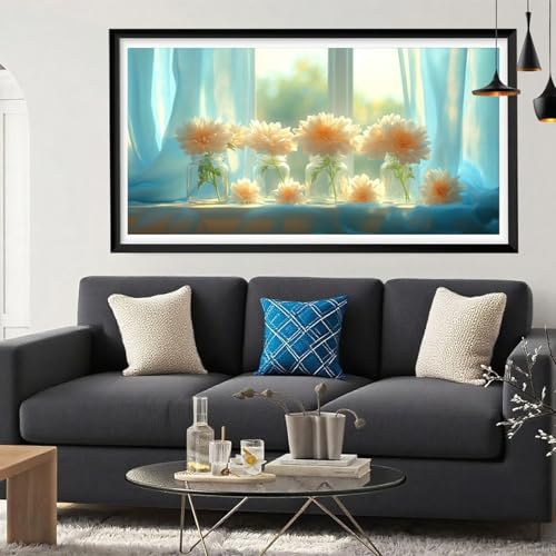 5D Diamond Painting Blume, Fenster Diamond Painting Erwachsene Bastelset, DIY Vollbohrer Diamant Malerei Basteln Erwachsene Anfänger Kreativ Set für Zimmer Deko Geschenke für Frauen 80x160cm Y6-146 von Yeefion