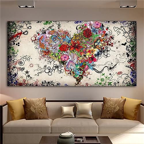 5D Diamond Painting Herzen Blumen DIY Set Erwachsene Diamant Painting Bilder,Full Square Drill Cross Stickerei Bastelset mit Diamond Painting Zubehör als Geschenk und Home Wand Dekor 50x100cm YZ-6568 von Yeefion