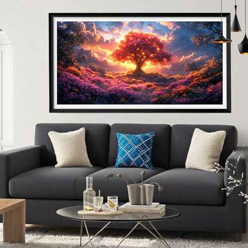 Diamond Painting Baum Diamant Painting Bilder Bauernhof Full Drill Bastelset Erwachsene Anfänger 5D DIY Strass Kristall Kunst Malerei, Stickerei Kreuzstich für Zimmer Deko Aesthetic 40x100 Y6-273 von Yeefion