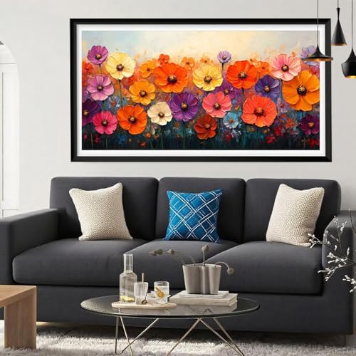 Diamond Painting Blume Diamant Painting Bilder Bunt Full Drill Bastelset Erwachsene Anfänger 5D DIY Strass Kristall Kunst Malerei, Stickerei Kreuzstich für Zimmer Deko Aesthetic Geschenke 40x80 Y6-285 von Yeefion