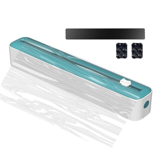 Frischhaltefolienspender mit Schneider, Folienspender Folienschneider Frischhaltefolie Abroller, Alufolienspender Schublade Für Küche, Magnetische & Klebebefestigung ohne Bohren (Grün) von Yeehliny