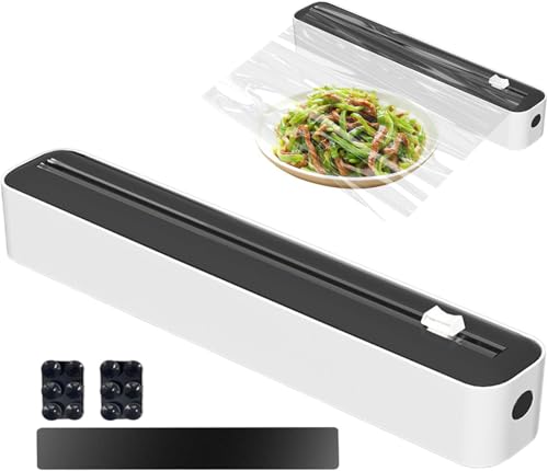 Frischhaltefolienspender mit Schneider, Folienspender Folienschneider Frischhaltefolie Abroller, Alufolienspender Schublade Für Küche, Magnetische & Klebebefestigung ohne Bohren (Schwarz) von Yeehliny