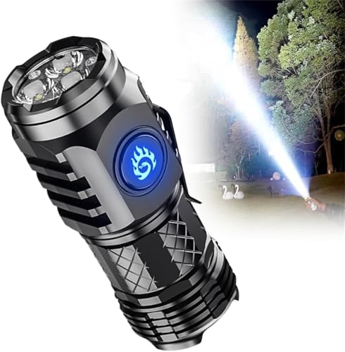 LED Taschenlampe Extrem Helle mit 5 Lichtmodi, Mini-Taschenlampe Aufladbar Wasserdicht Taktische Handlampe Flashlight Taschenleuchte Mini Handlampe für Outdoor Wandern Notfälle Camping (Schwarz) von Yeehliny